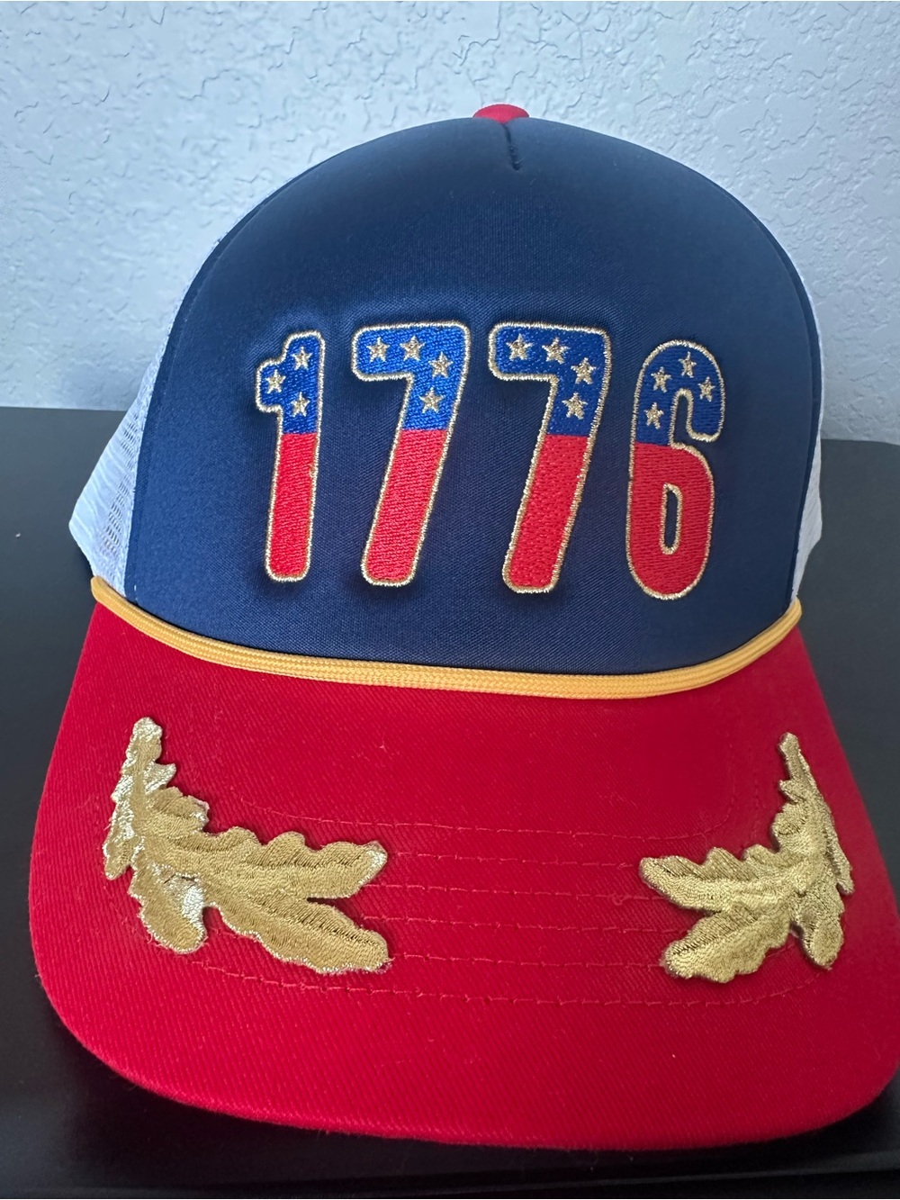 Patriotic '1776' Red & Navy Embroidered Cap
